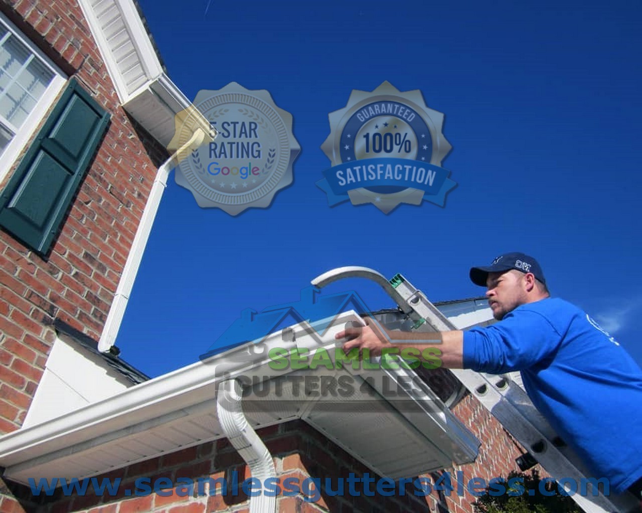 Picture of Doyle installing gutter on a home in Yulee, FL